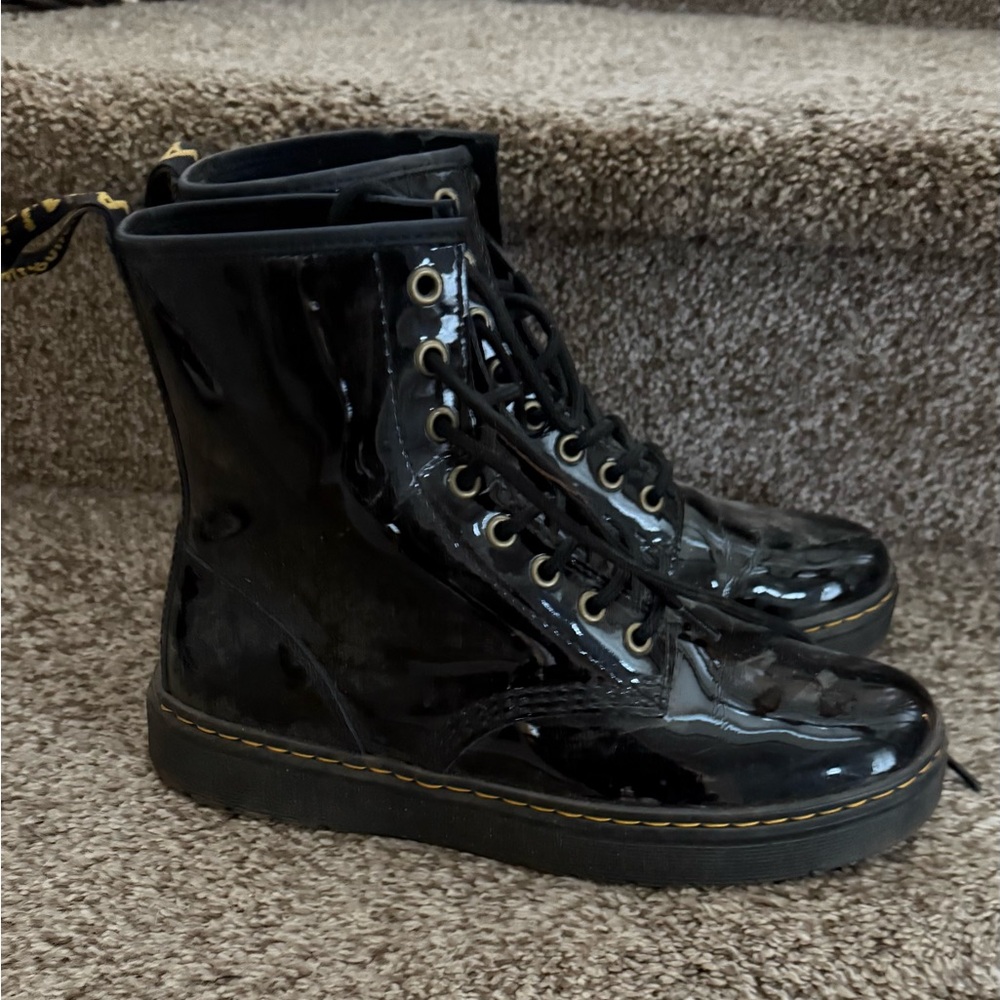 Dr. Martens Black Patent Combat Boots